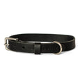 Afbeelding geladen in Galerij-viewer, No Fuss halsband black leather dog collar durable eco-friendly Italian leather with metal buckle