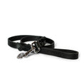 Afbeelding geladen in Galerij-viewer, Black twisted leather dog leash with metal clasp, eco-friendly and durable design.