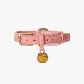 Afbeelding geladen in Galerij-viewer, Luxury pink leather dog collar with gold accents.