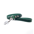 Afbeelding geladen in Galerij-viewer, Green No Fuss leather dog leash by Cooper & Quint with silver weather-resistant clasp