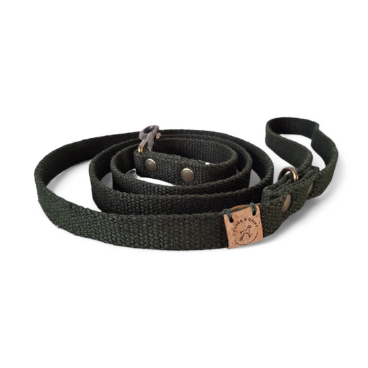 Simply Hemp Hondenriem dog leash in forest green made from eco-friendly hemp with durable brass fittings