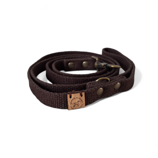 Simply Hemp Hondenriem chestnut brown hemp dog leash with brass fittings, eco-friendly and durable.