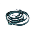 Afbeelding geladen in Galerij-viewer, Adjustable green leather dog leash Switch hondenriem verstelbaar groen with metal clasps and integrated rings