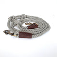 Afbeelding geladen in Galerij-viewer, Olive green twisted cotton dog leash with adjustable length and brass hooks