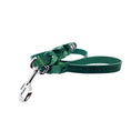 Afbeelding geladen in Galerij-viewer, Green twisted leather dog leash with metal clasp, handmade and durable, eco-friendly and stylish for fashion-conscious dog owners.