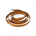 Afbeelding geladen in Galerij-viewer, Adjustable Twisted Switch dog leash in camel brown leather with braided accents and metal clasps
