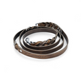 Afbeelding geladen in Galerij-viewer, Adjustable Twisted Switch dog leash in brown Italian vegetable-tanned full-grain leather with braided accents and metal hooks