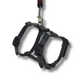 Afbeelding geladen in Galerij-viewer, Black Y-Tuig No Fuss leather dog harness with adjustable buckles and metal leash clip