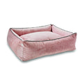 Afbeelding geladen in Galerij-viewer, Luxury Glam dog bed in soft pink velvet, durable and easy to clean, with elegant piping and orthopaedic mattress for optimal comfort.
