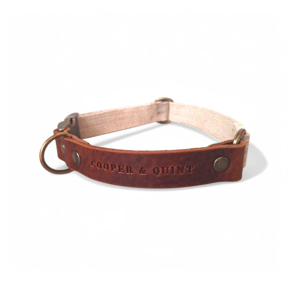 Bruine Adventure hondenhalsband van hennep en leer