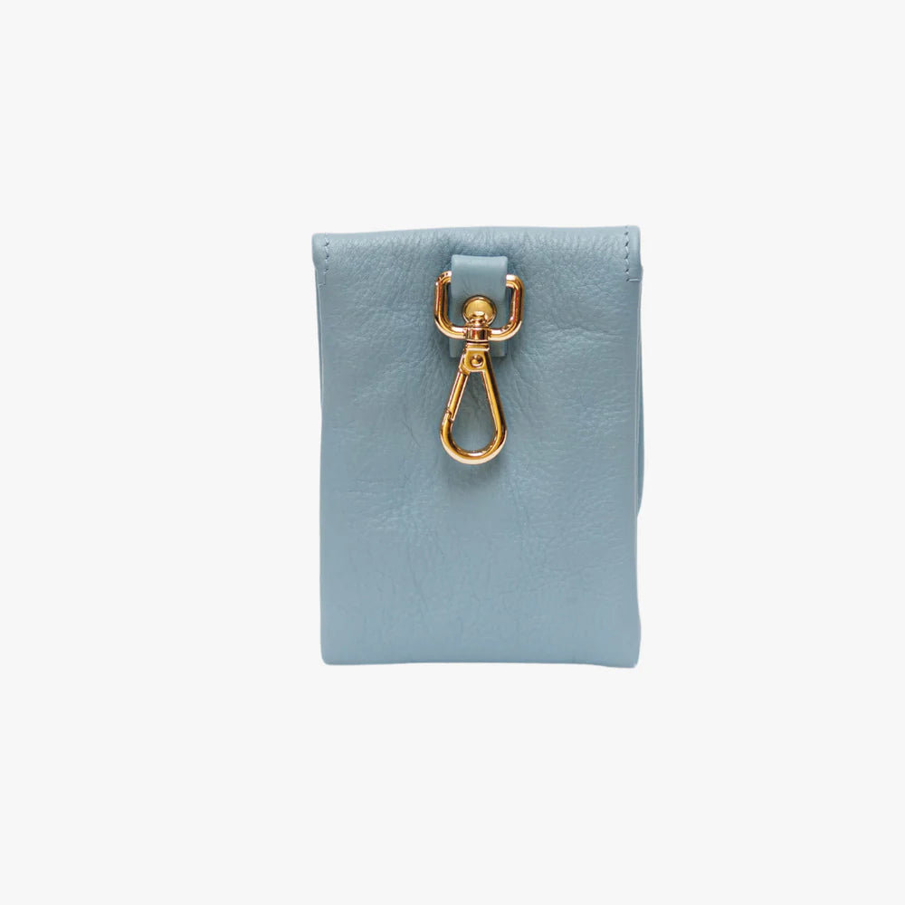 Poepzakhouder Licht blauw Leer