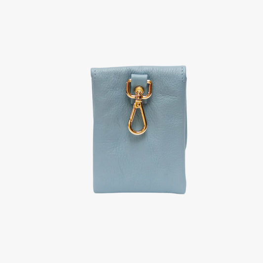 Poepzakhouder Licht blauw Leer