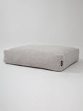 Afbeelding geladen in Galerij-viewer, Luxurious Billy Bouclé dog cushion in soft grey bouclé fabric, offering comfort and style for pets.
