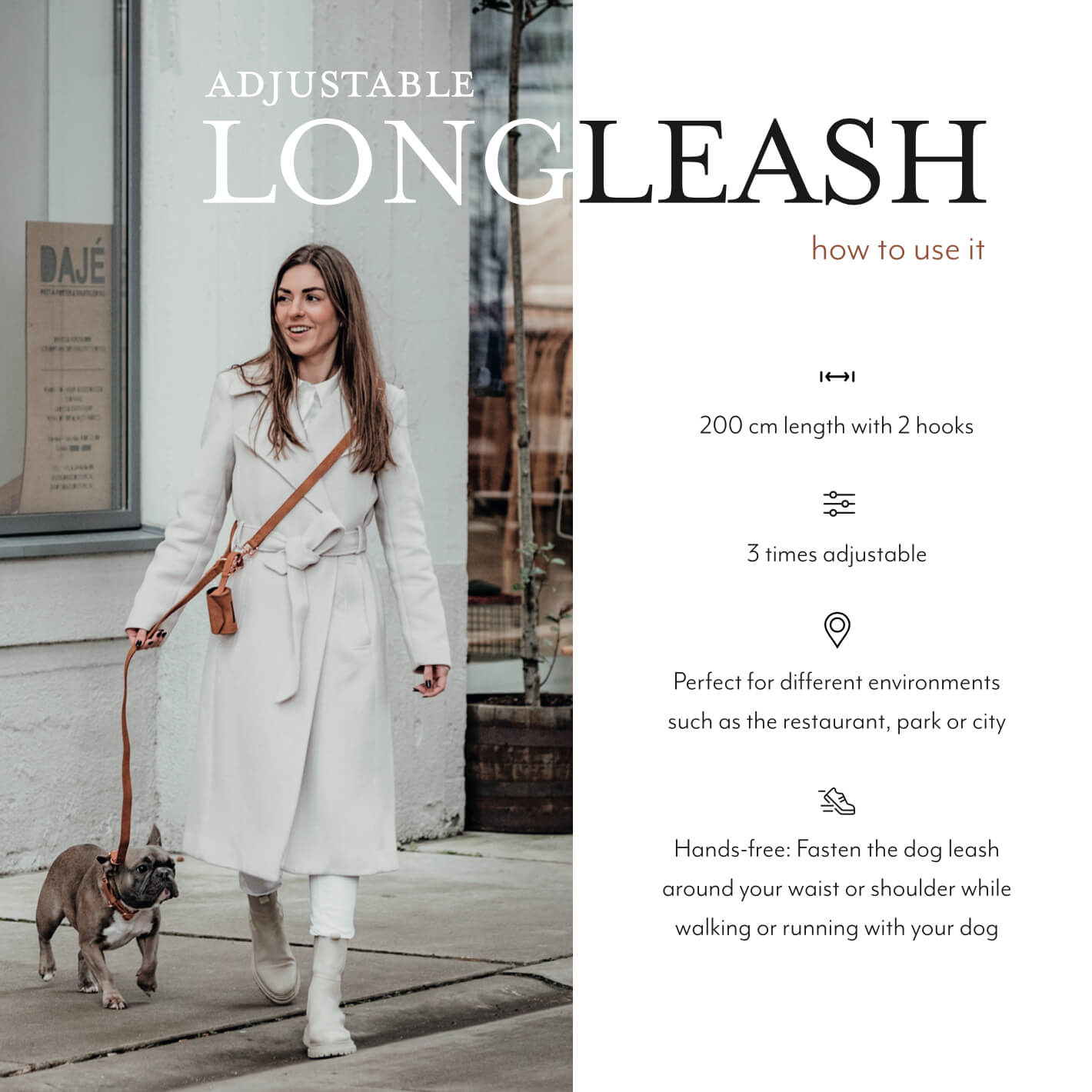 Hondenriem CognacDe hondenriem Cognac van DOGA is een luxe accessoire voor je hond. Gemaakt van hoogwaardig vegan suède leer, heeft deze riem een ​​trendy leerlook. De cognac kleur eDogawafwafHondenriem Cognac