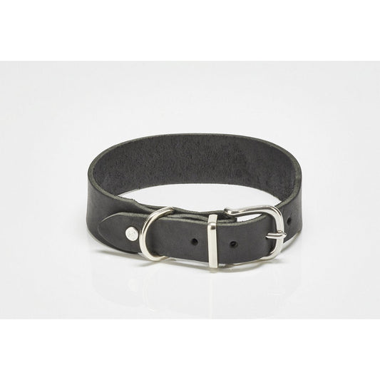 GIRO Hondenhalsband Zwart, luxe volnerf vetleer, elegant en duurzaam ontwerp.